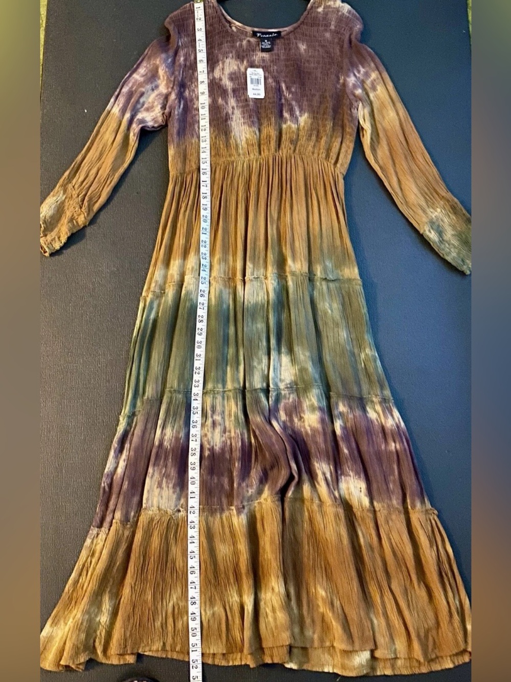 Boho Hippie Maxi Dress Tie Dye Peasant Fall Autumn Woman's  M (Cracker Barre - Picture 7 of 10